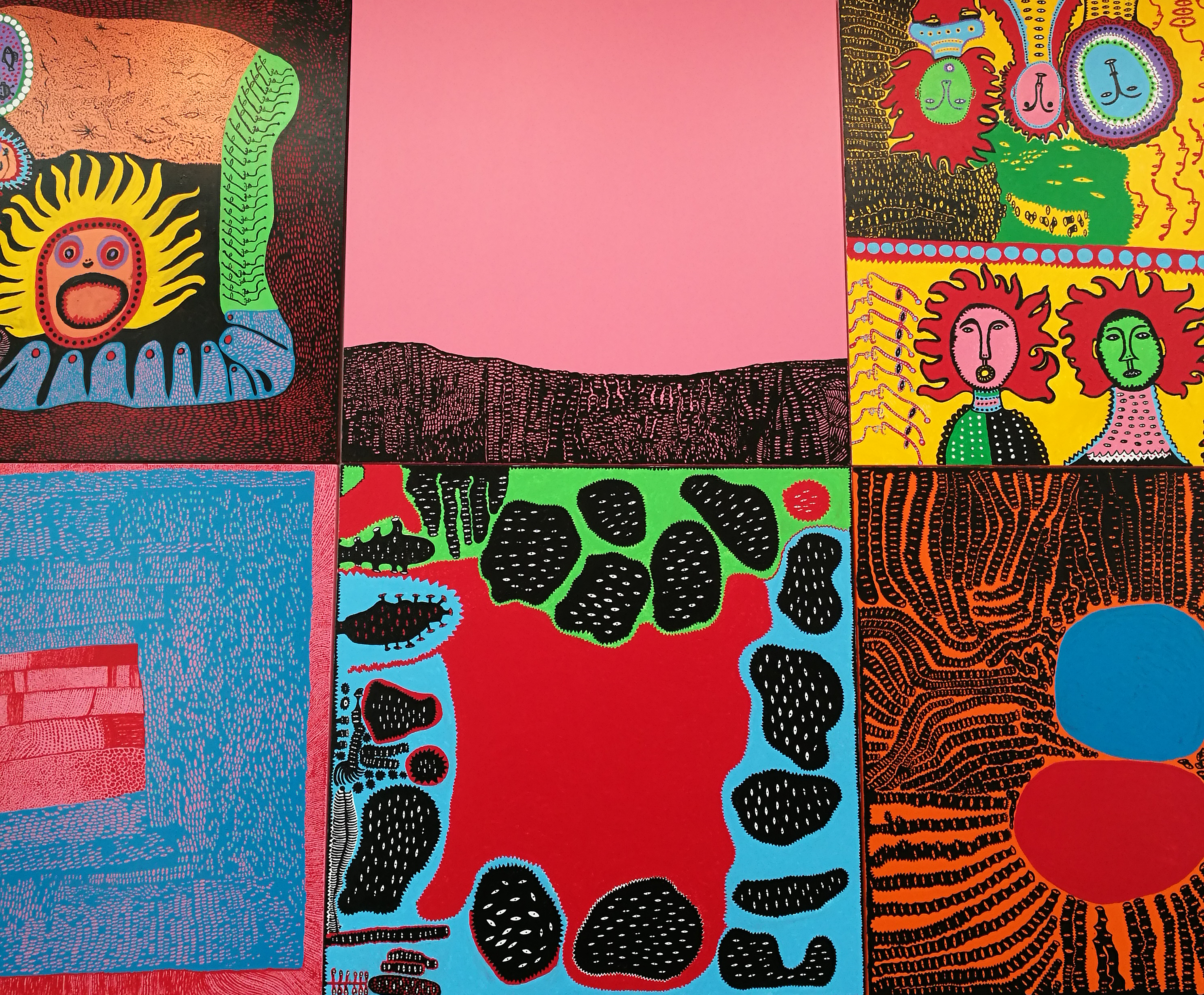 colourful paintings made by Yayoi Kusama